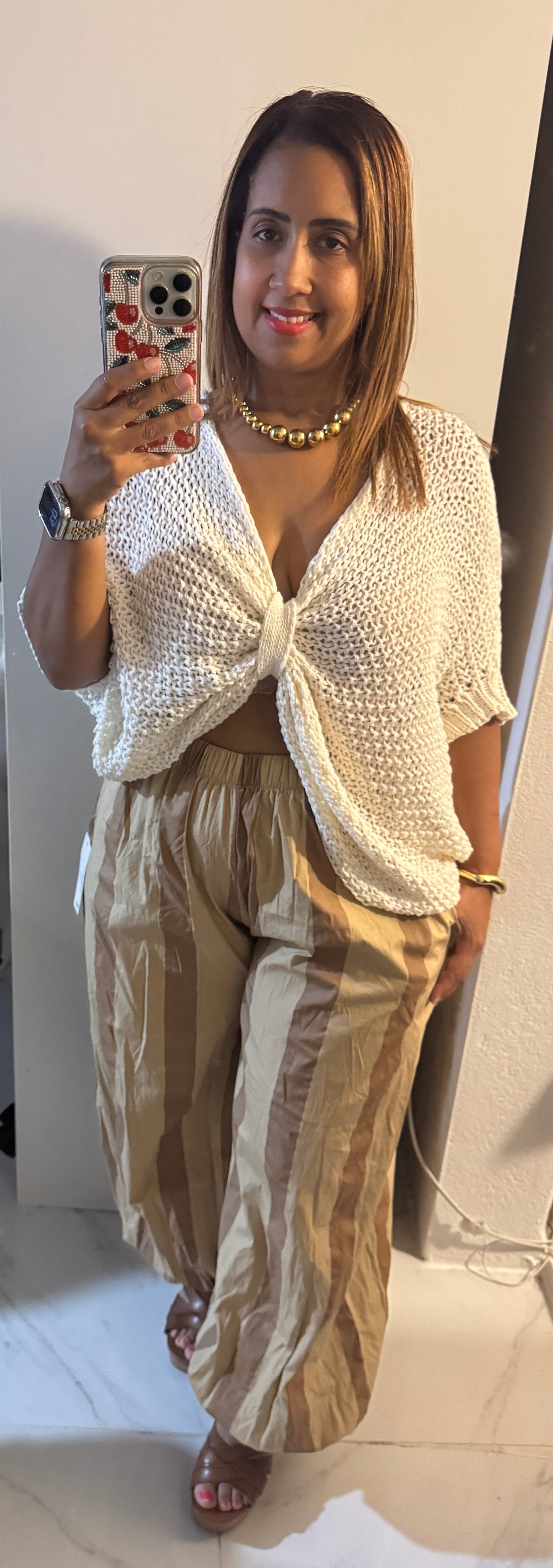 Top Tejido Italiano con Lazo | Manga Larga | One Size