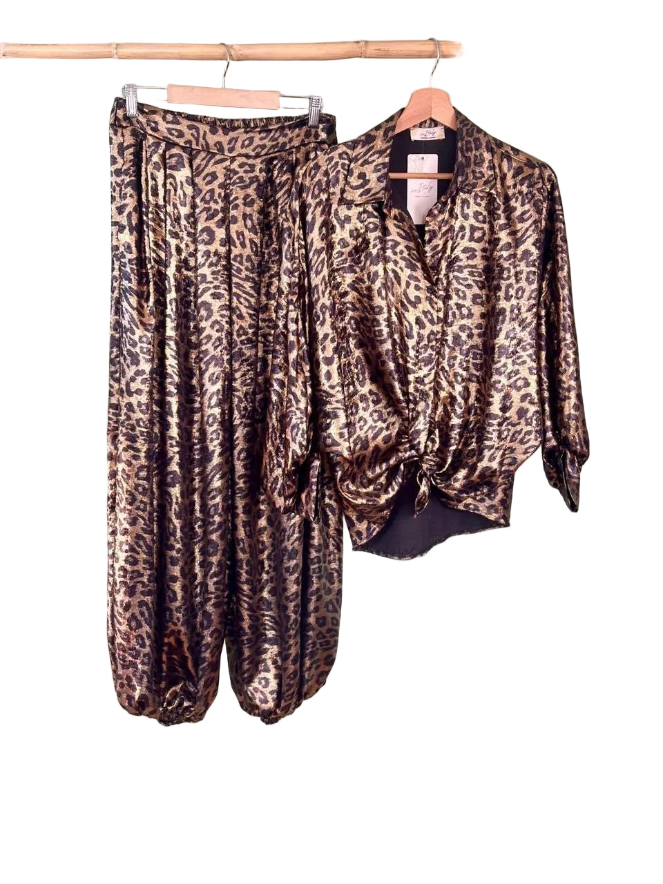 Set Leopardo Italiano- Pantalón estilo Aladin y Blusa manga larga