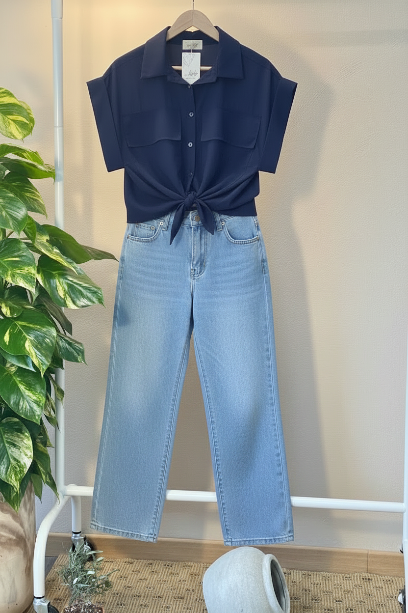 Camisa de Botones con Bolsillos – Tela Italiana