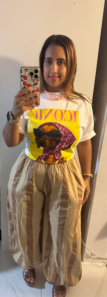 White Graphic Tee – Peach & Beach Summer Prints | One Size Italian