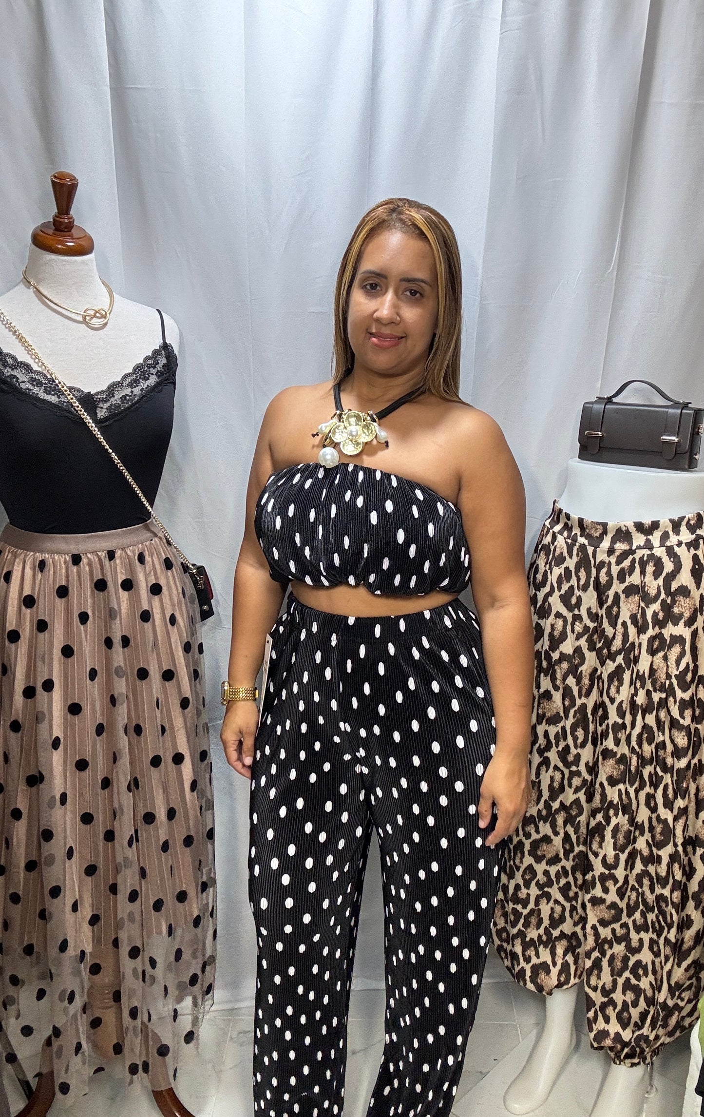 Conjunto de Pantalón y Top Blanco/Negro