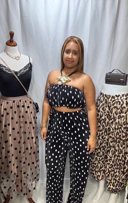 Conjunto de Pantalón y Top Blanco/Negro