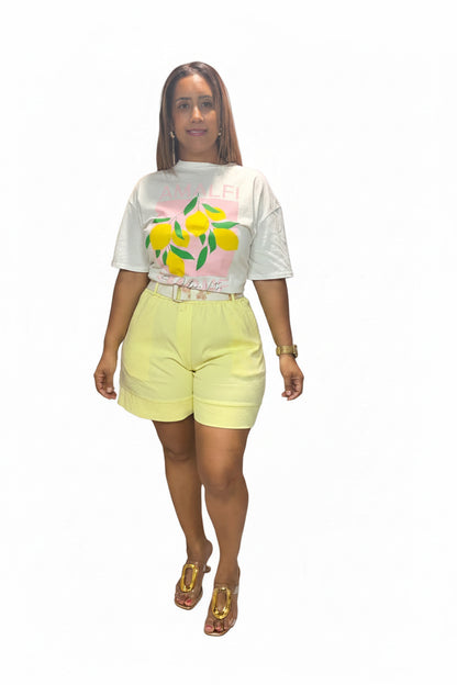 Short Italiano con Correa Floral – Estilo Versátil, One Size