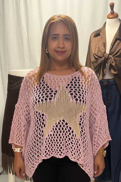 Sweater Hilo con Estrella Dorada Made in Italy - Talla Única
