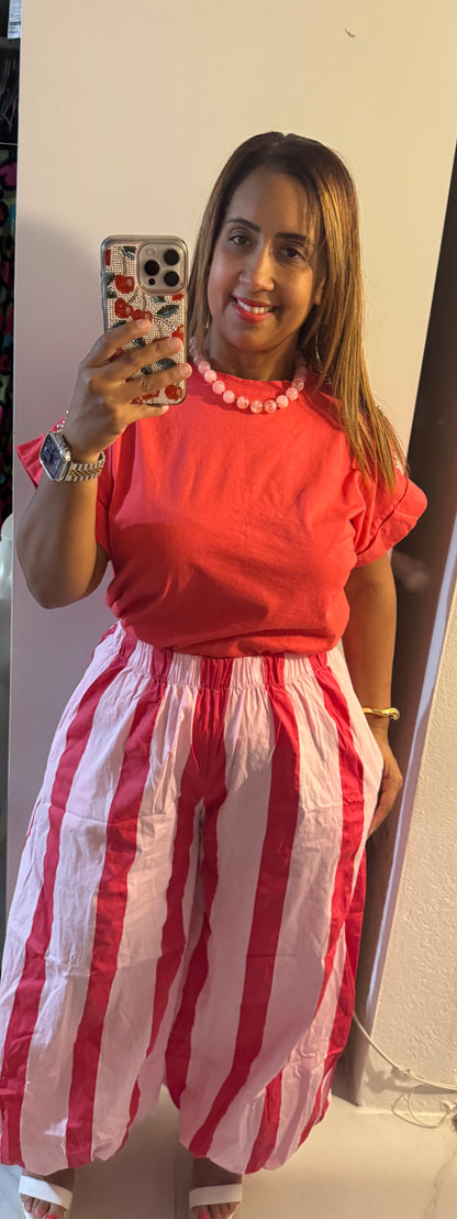 Top Básico con Tachuelas en el Hombro | Azul Marino, Rojo Suave & Crema | Italian One Size