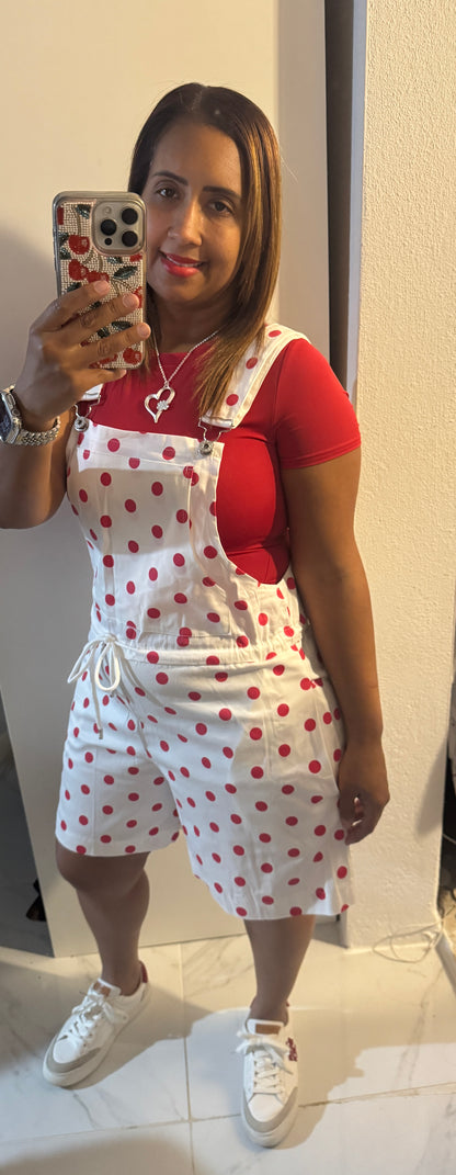 Romper Italiano Polkadots | Mangas Ajustables & Cinto | Base Blanca | One Size