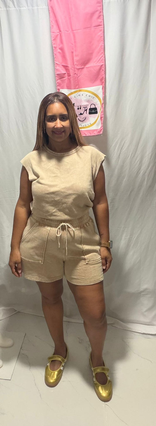 Beige Cotton romper