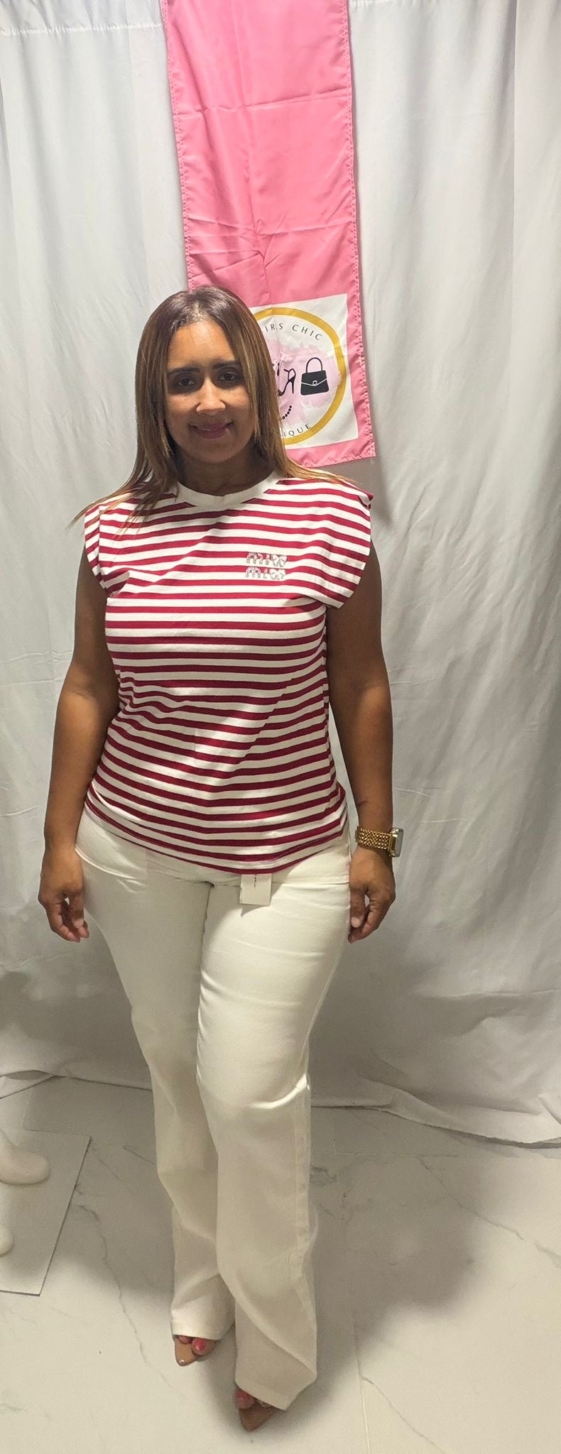 Red stripe top miu miu