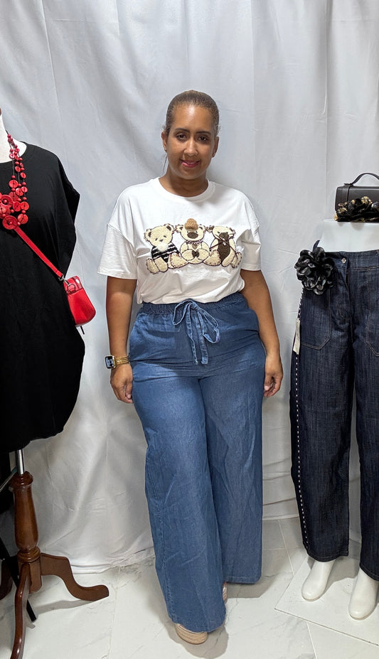 Palazo Estilo Jean Made in Italy - Talla Única