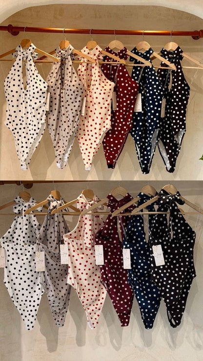Polka Dots Halter Body — Italian Spandex | One Size