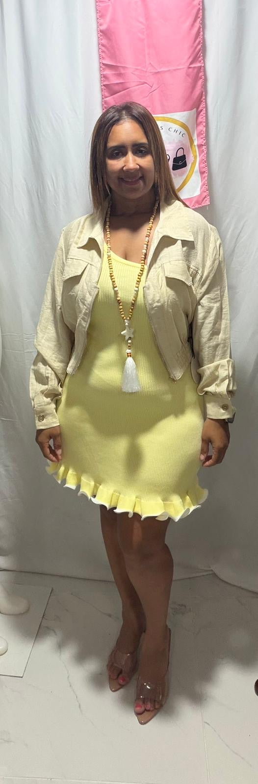 Yellow dress one shoulder