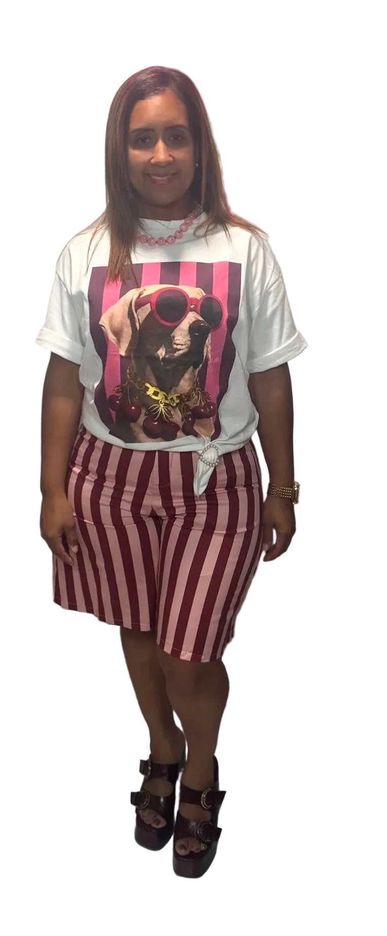 T-Shirt Elevada con Print de Perritos — Italiana | Talla Única