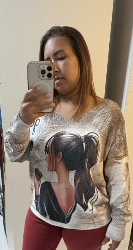 Blusa Manga Larga Inspirada en LV - Diseño Exclusivo Italiana