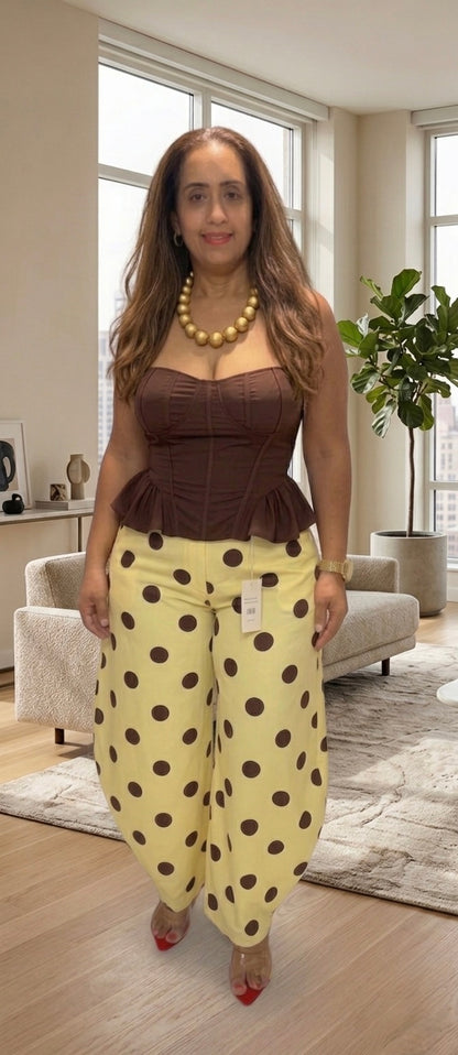 Italian Barrel Leg Trouser | One Size | Polka Dot