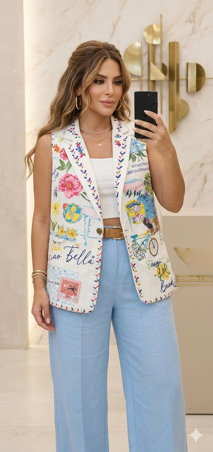 Italian Luxury Vest – Unique Artisan Print | One Size