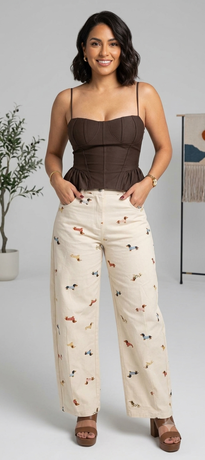 Barrel Dachshund Print Italian Pant