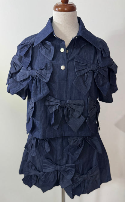 Bow Denim short Set