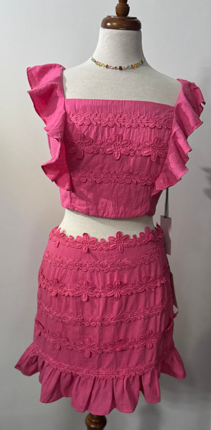 Pink Embroidery Skirt Set
