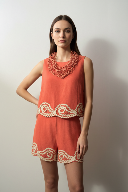 Coral & ivory short set