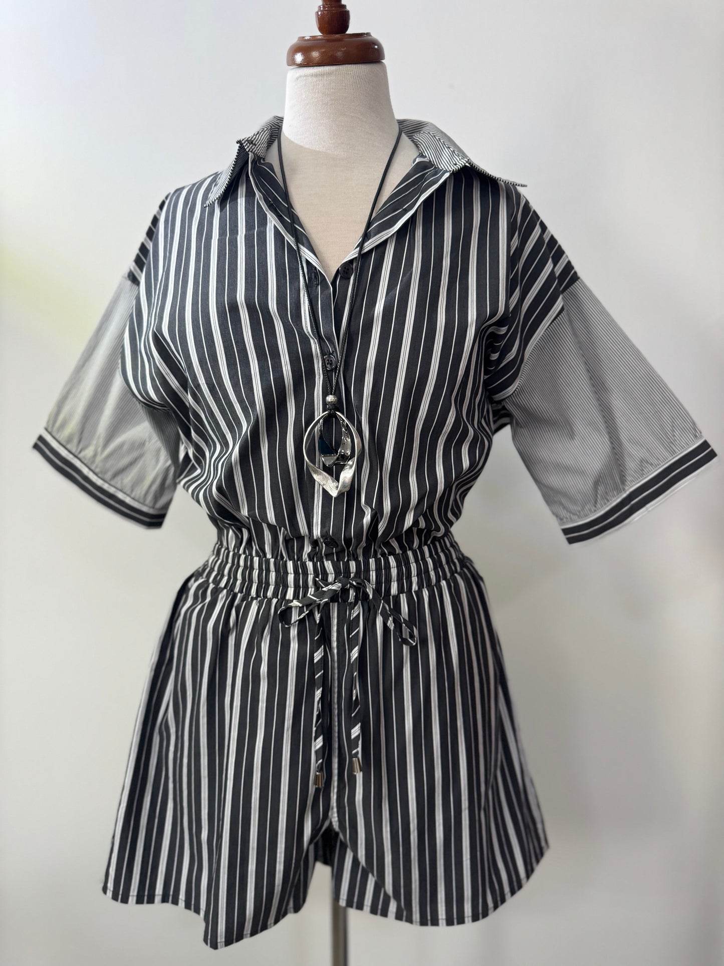 Striped Gray Romper