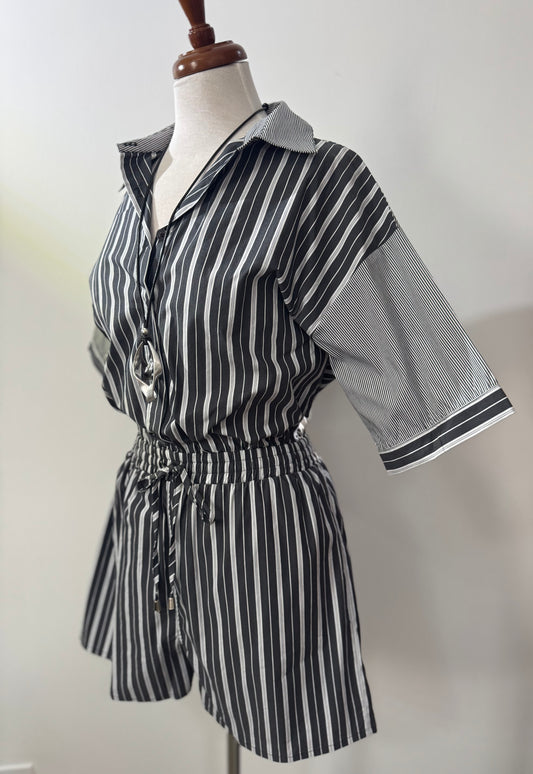 Striped Gray Romper