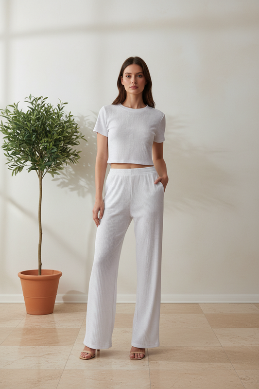 Shine White Pant Set