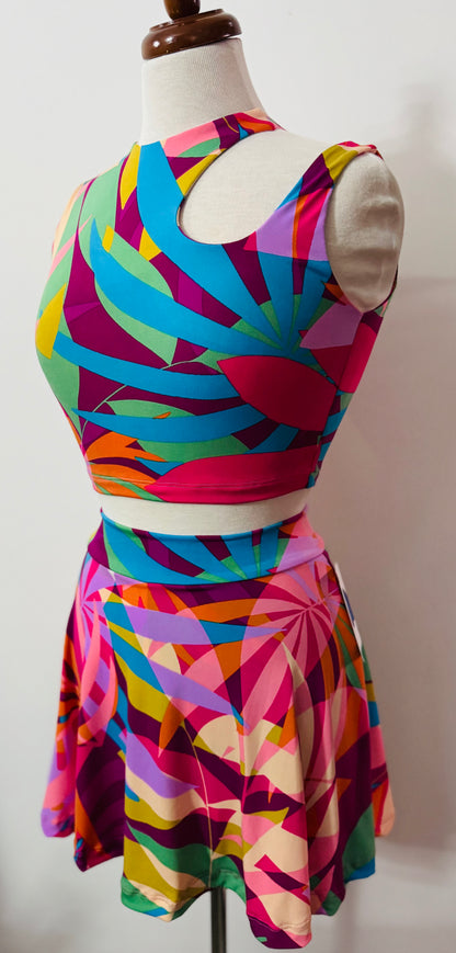 Crop Top & Skort Tropical Print Set by Pía