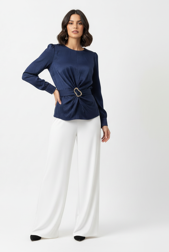 Satin long sleeve top
