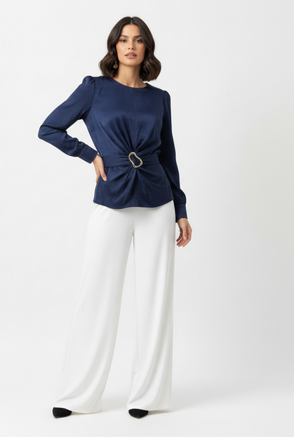 Satin long sleeve top