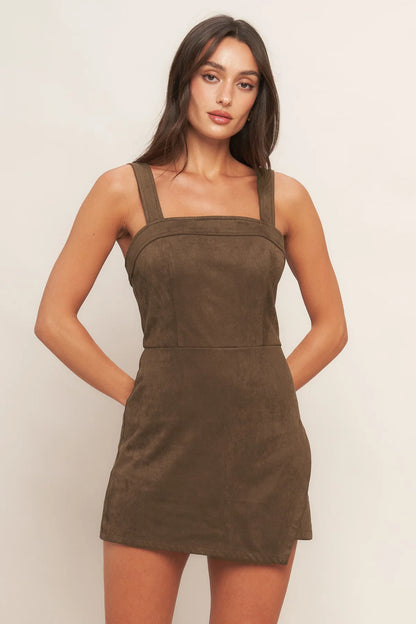 Romper Skort Suede Brown