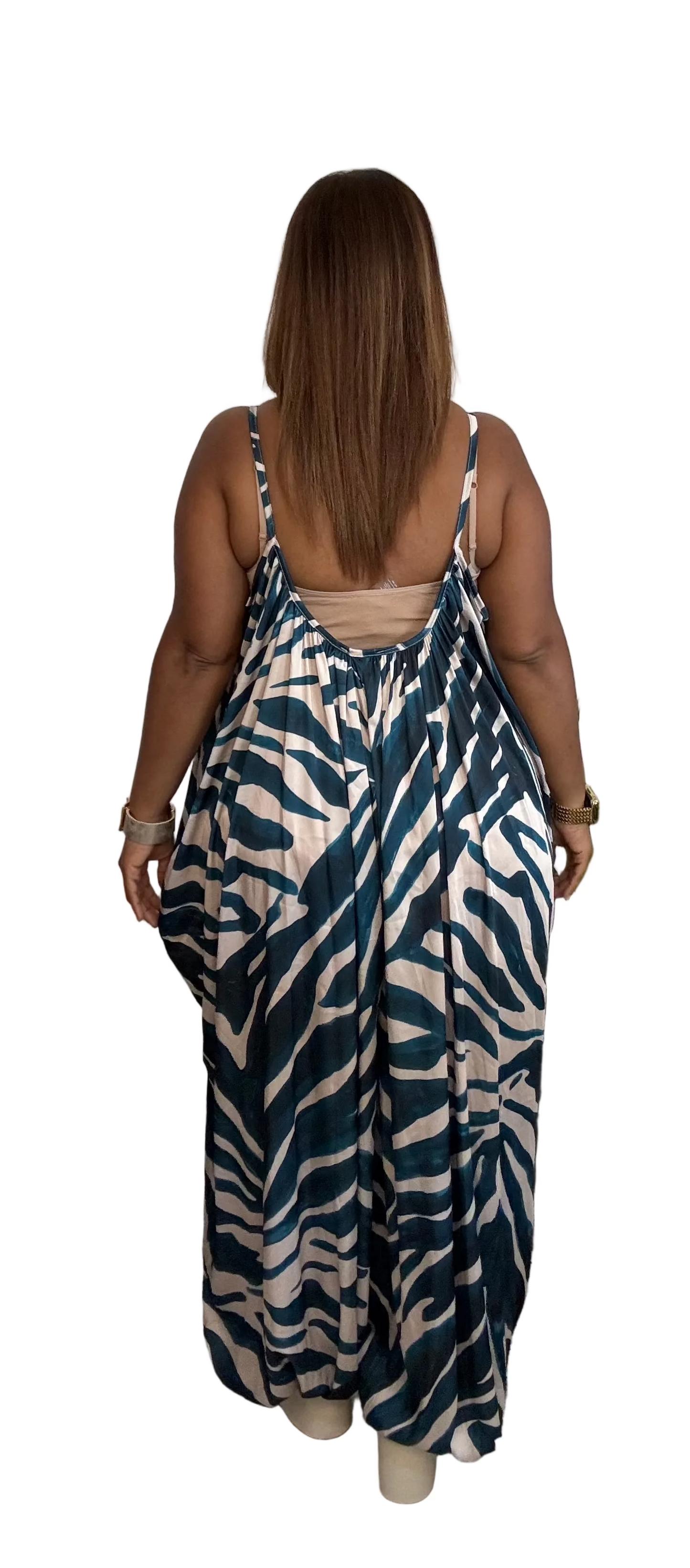 Jumpsuit Teal Zebra Print Made in Italy