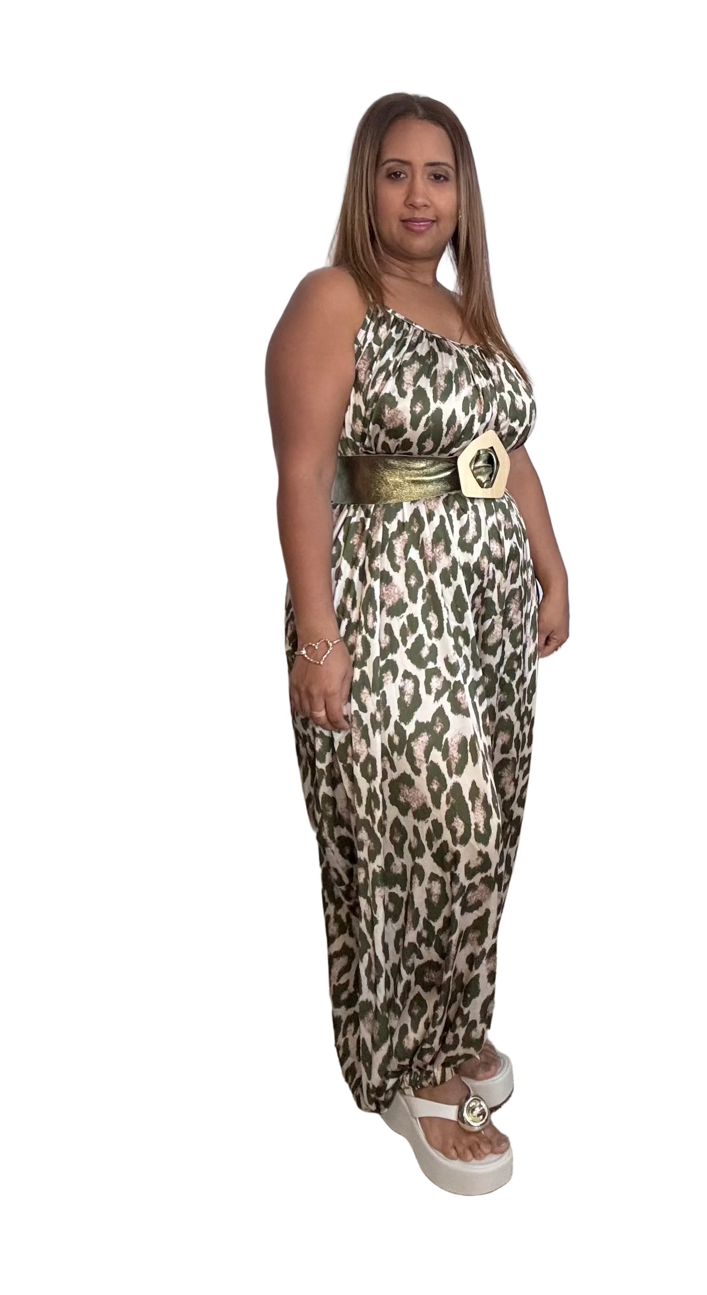 Jumpsuit Green  Animal Print