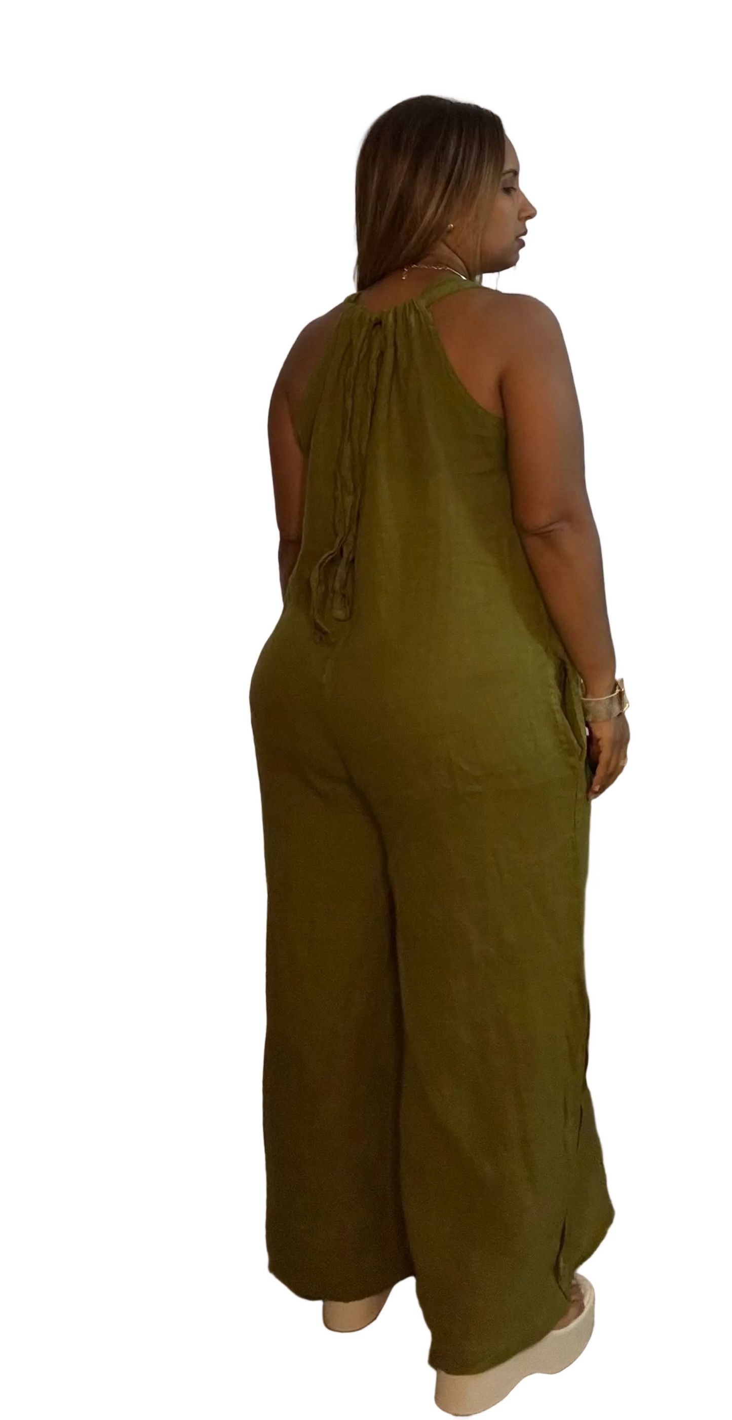 Linen Lime Jumpsuit Made in Italy