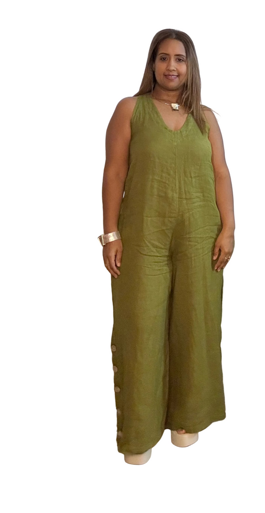 Linen Lime Jumpsuit Made in Italy