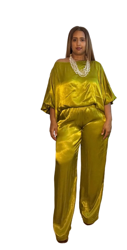 Satin Lime  Blouse Made in Italy