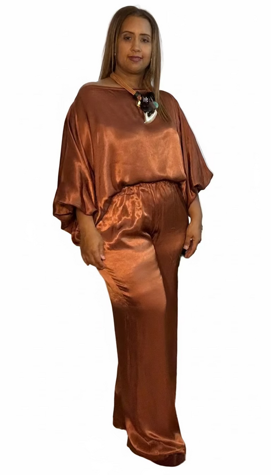 Satin Bronze  Blouse Made in Italy
